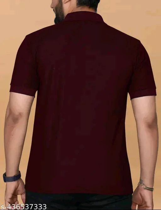 Poly Blend, Cotton Blend Men Poly Blend, Cotton Blend Regular Tshirts - Wine Berry, M