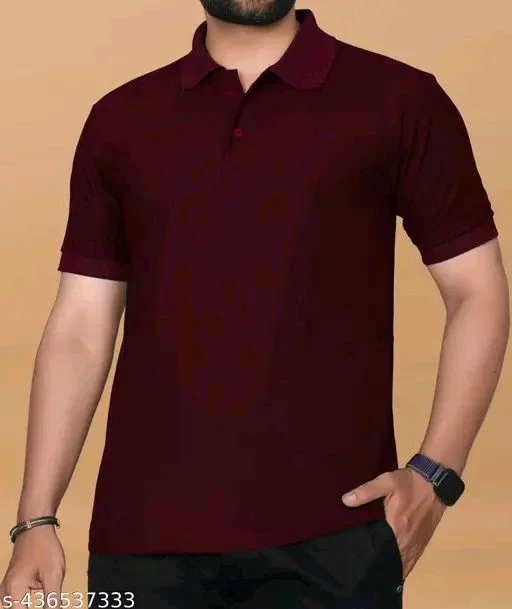 Poly Blend, Cotton Blend Men Poly Blend, Cotton Blend Regular Tshirts - Wine Berry, S