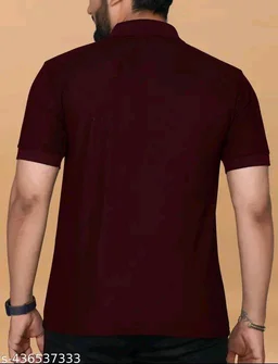Poly Blend, Cotton Blend Men Poly Blend, Cotton Blend Regular Tshirts - Wine Berry, S