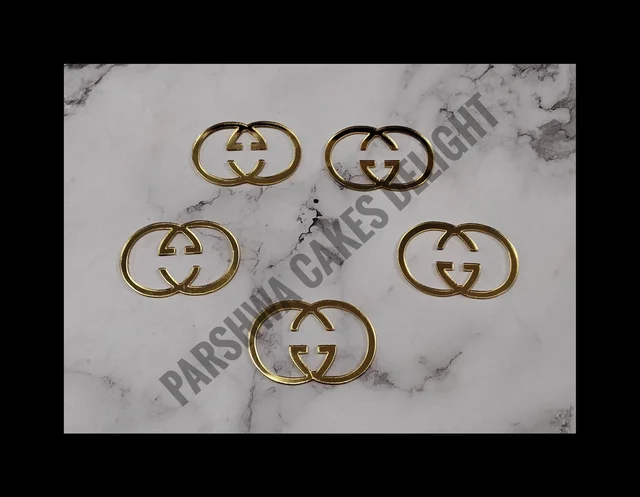 ACRYLIC GUCCI LOGO - 5 PCS PACK, GOLD