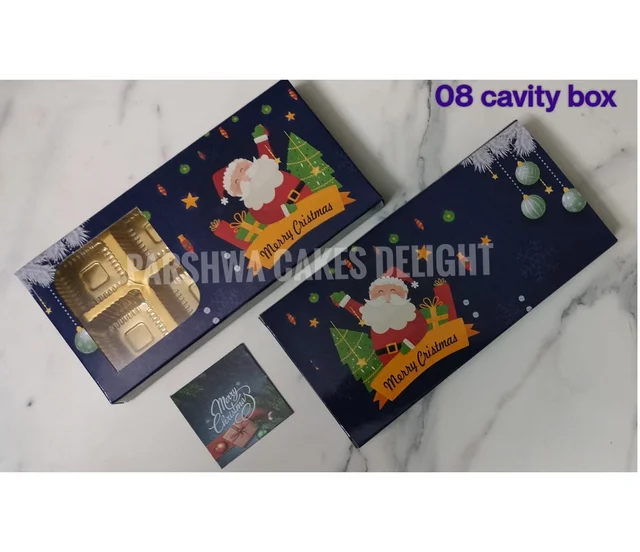 Christmas Chocolate Cavity Box - Blue, 10 Pcs Pack