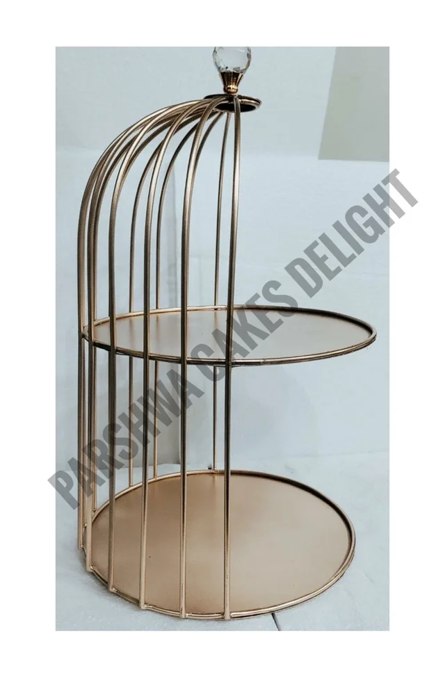Two Tier Cage Cupcake Stand With Crystal Top