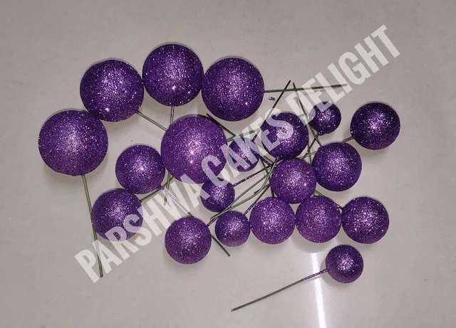 IMPORTED FAUX BALLS - 2Cm - 2.5Cm - 3Cm - 4Cm, Glitter Purple