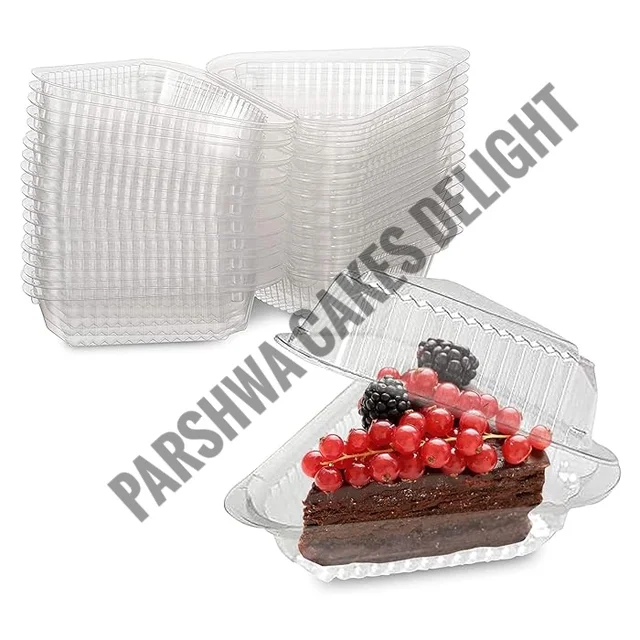 Pvc Cake Slice Container - Clear Hinged Medium Deep Plastic Containers