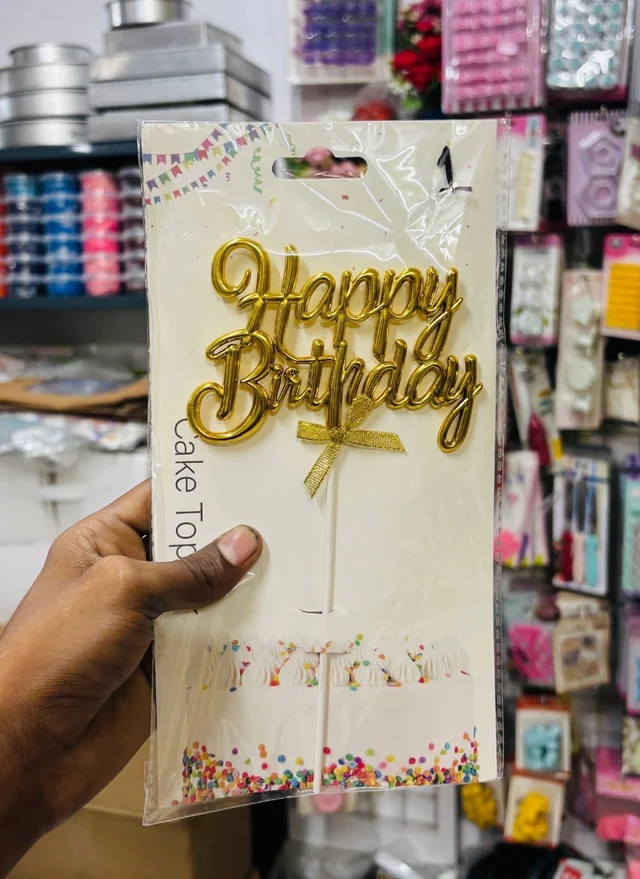 Happy Birthday Imported Topper - Gold, 1 Pc, Delight 1