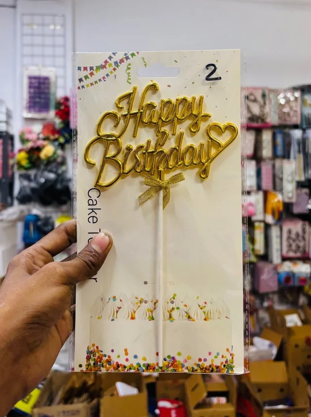 Happy Birthday Imported Topper - Gold, 1 Pc, Delight 2