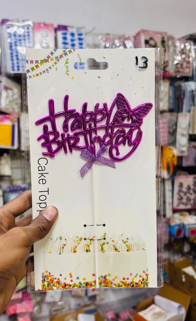Happy Birthday Imported Topper - Pink, 1 Pc, Delight 13