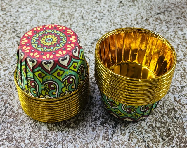 Metallic Foil Paper Cake Baking Cups - Delight 3, 50 Pcs Pack