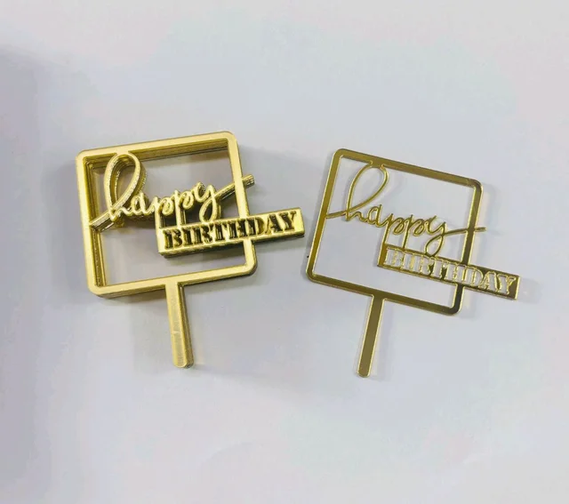Mini Cake Topper - 10 Pcs Pack, D25, Gold