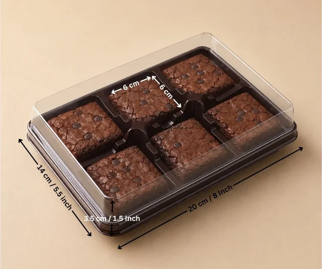 Pvc Brownie Box - 6 Cavity, 10 Pcs Pack