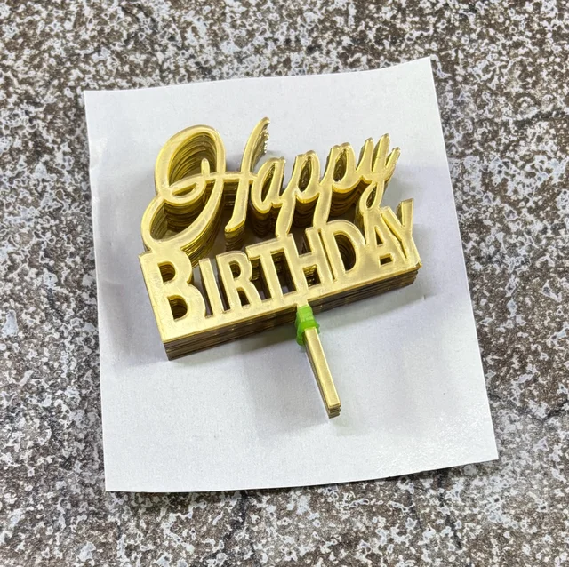 Mini Cake Topper - 10 Pcs Pack, D43, Gold