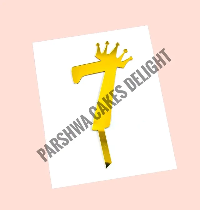 Acrylic Number Topper - Gold, 7 No, 5 Inches