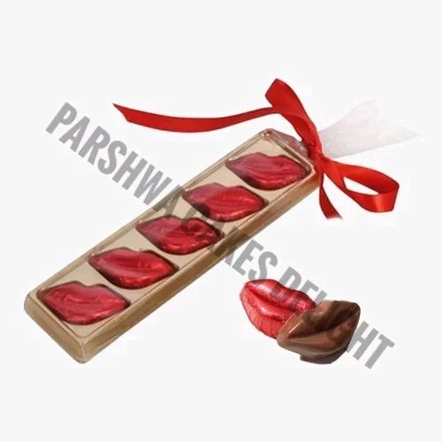 Lips Chocolate Box - 5 Cavity, Gold, 10 Pcs Pack