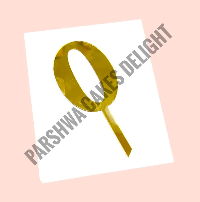 Acrylic Number Topper Without Crown - Gold, No 0