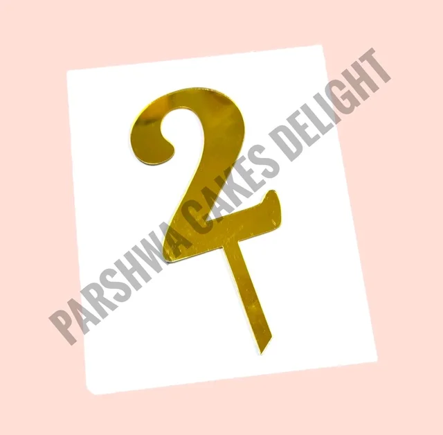 Acrylic Number Topper Without Crown - Gold, No 2