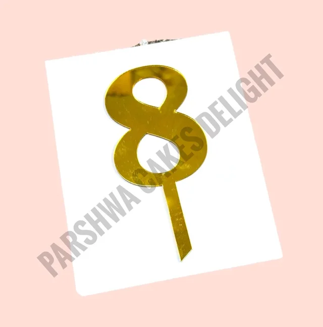Acrylic Number Topper Without Crown - Gold, No 8