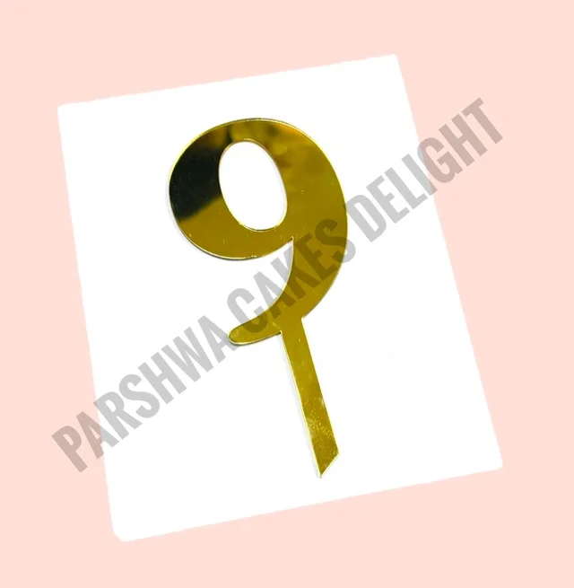 Acrylic Number Topper Without Crown - Gold, No 9