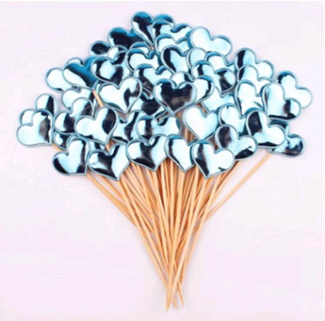 Heart Stick Topper - Blue, 10 Pcs Pack
