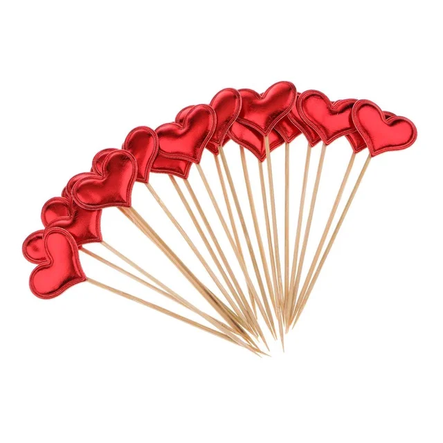Heart Stick Topper - Red, 10 Pcs Pack