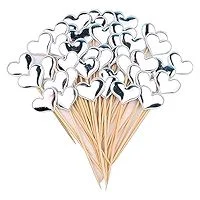 Heart Stick Topper - Silver, 10 Pcs Pack