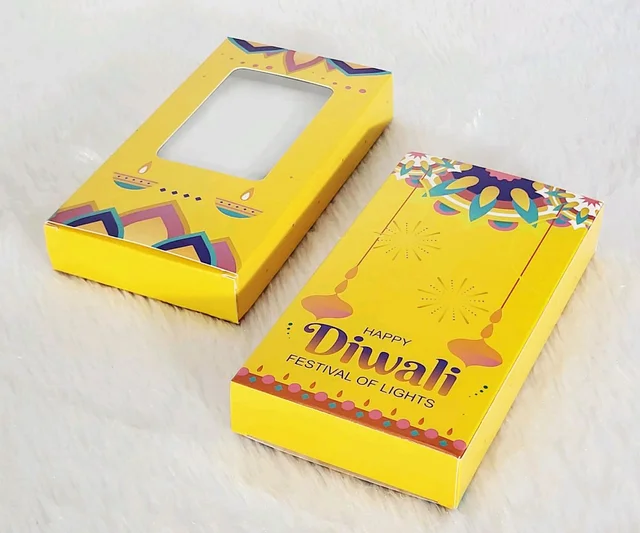Diwali Kunafa / Multipurpose Chocolate Bar Box - 10 Pcs Pack, 6.5x3.5x1" inch, Yellow