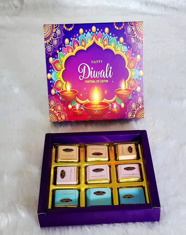 9 Cavity Diwali Slider Box With Cavity - Purple, 10 Pcs Pack