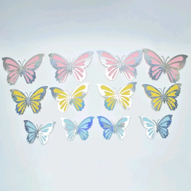 Glitter Paper Butterfly - Delight 1, 12 Pcs Pack