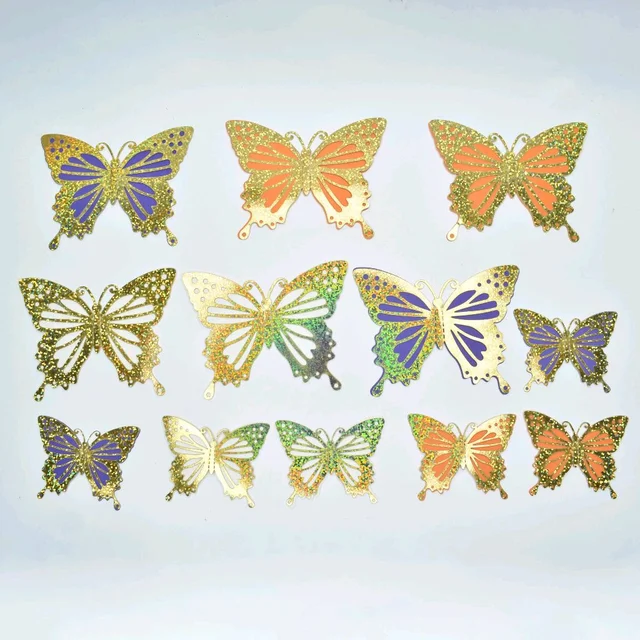 Glitter Paper Butterfly - 12 Pcs Pack, Delight 3