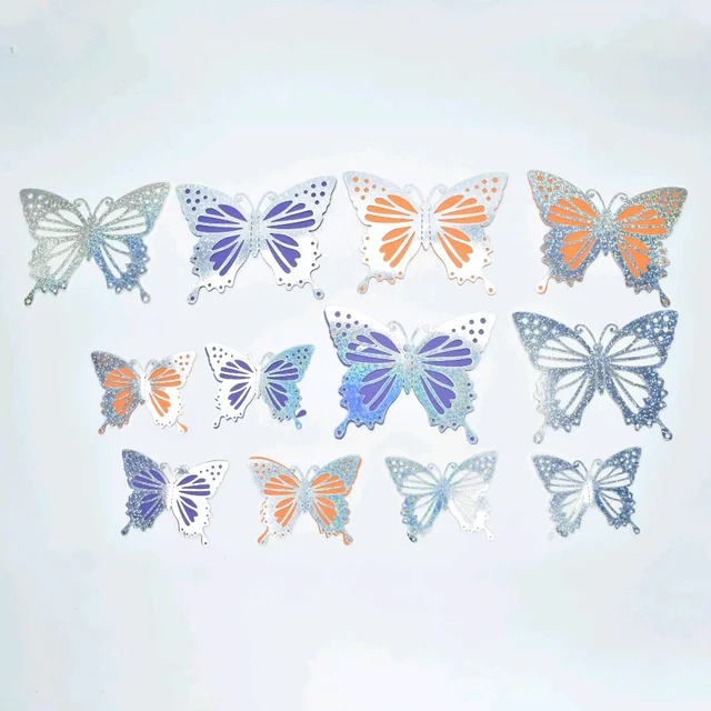 Glitter Paper Butterfly - Delight 4, 12 Pcs Pack