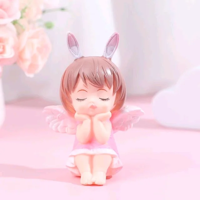 Sitting Angel Doll For Cake Decoration - Pink, 1 Pc