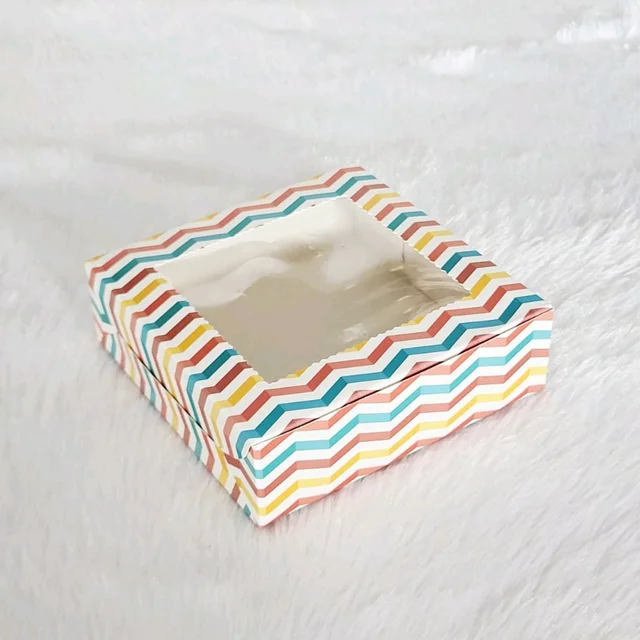 Zigzag Brownie Box - Four Brownie 6*6*1.75 Inches, 10 Pcs Pack