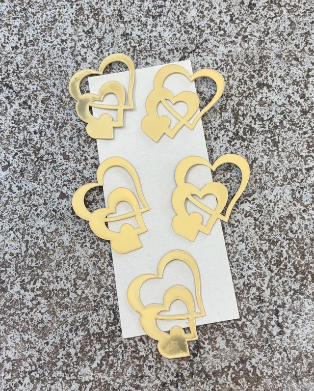 Acrylic Heart Cut Outs - Gold, Delight 3