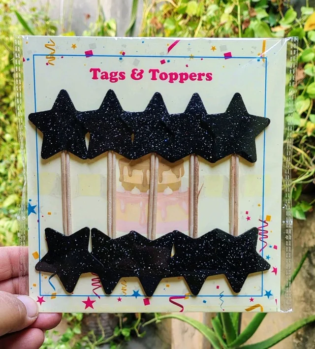 Foam Star Stick Topper - Black, 10 Pcs Pack