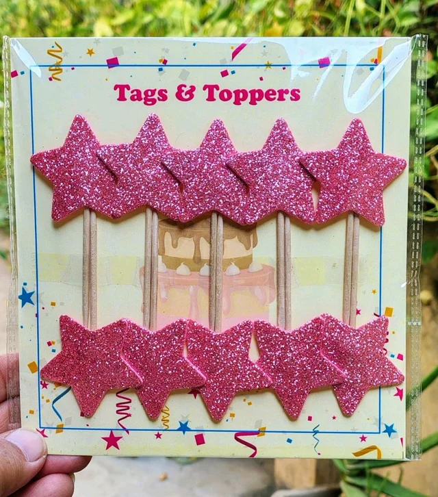 Foam Star Stick Topper - Pink, 10 Pcs Pack