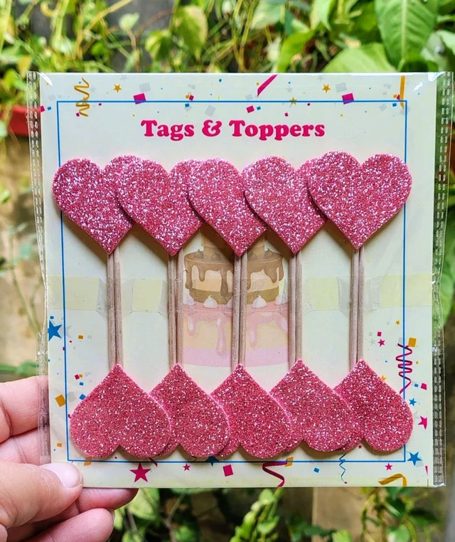 Foam Heart Stick Topper - Pink, 10 Pcs Pack