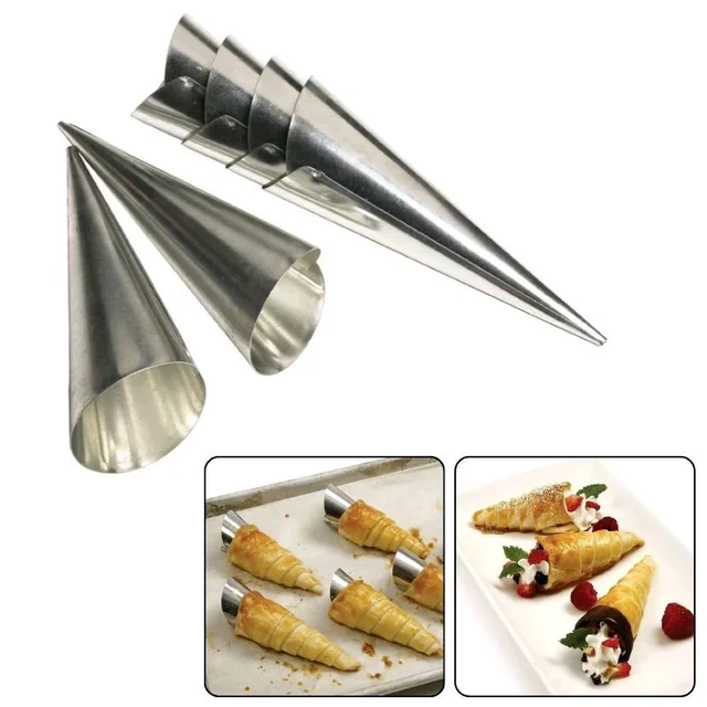 Aluminium Metal Cream Horn Mould - 6 Pcs Pack