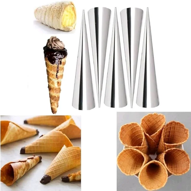 Aluminium Metal Cream Horn Mould - 6 Pcs Pack