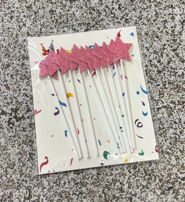 Star Stick Topper - Glitter Pink, 10 Pcs Pack