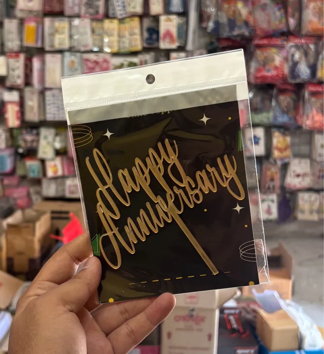 ACRYLIC TOPPERS Happy Anniversary - 5 Inch, Gold, 54
