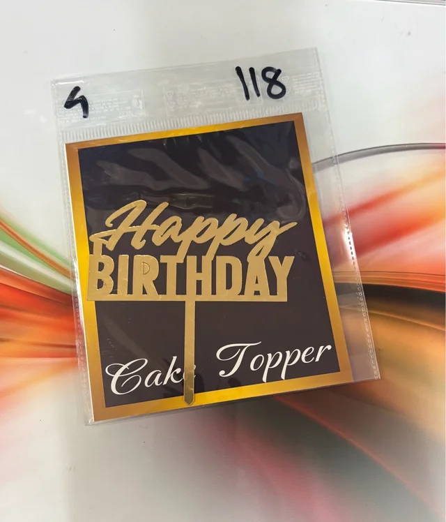 Acrylic 4 inch Cake Topper - 4 Inch, Gold, T4