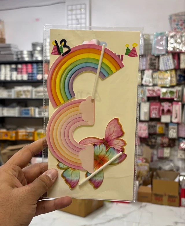 Paper Rainbow Topper Set With Butterflies - 1 Pkt, Delight 13