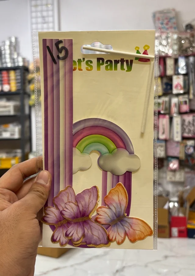 Paper Rainbow Topper Set With Butterflies - 1 Pkt, Delight 15