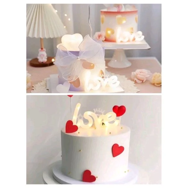 Love LED Cake Topper Light with Crown - 1 Pc