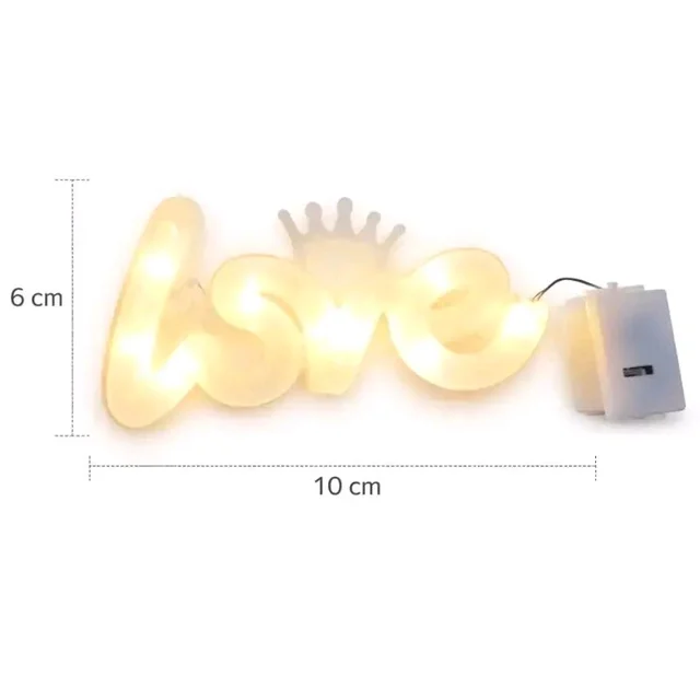 Love LED Cake Topper Light with Crown - 1 Pc