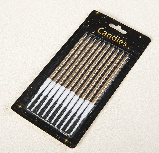 Long Twisted Candle - Champagne, 10 Pcs Pack