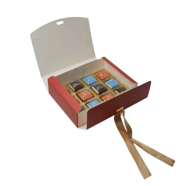 Ribbon Hamper Box - 9*7*3 Inches, 10 Pcs Pack, BK94-CM Champagne Meadows