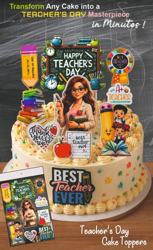 Cake Decorating Paper Theme Topper - Delight 23, Teachers Day