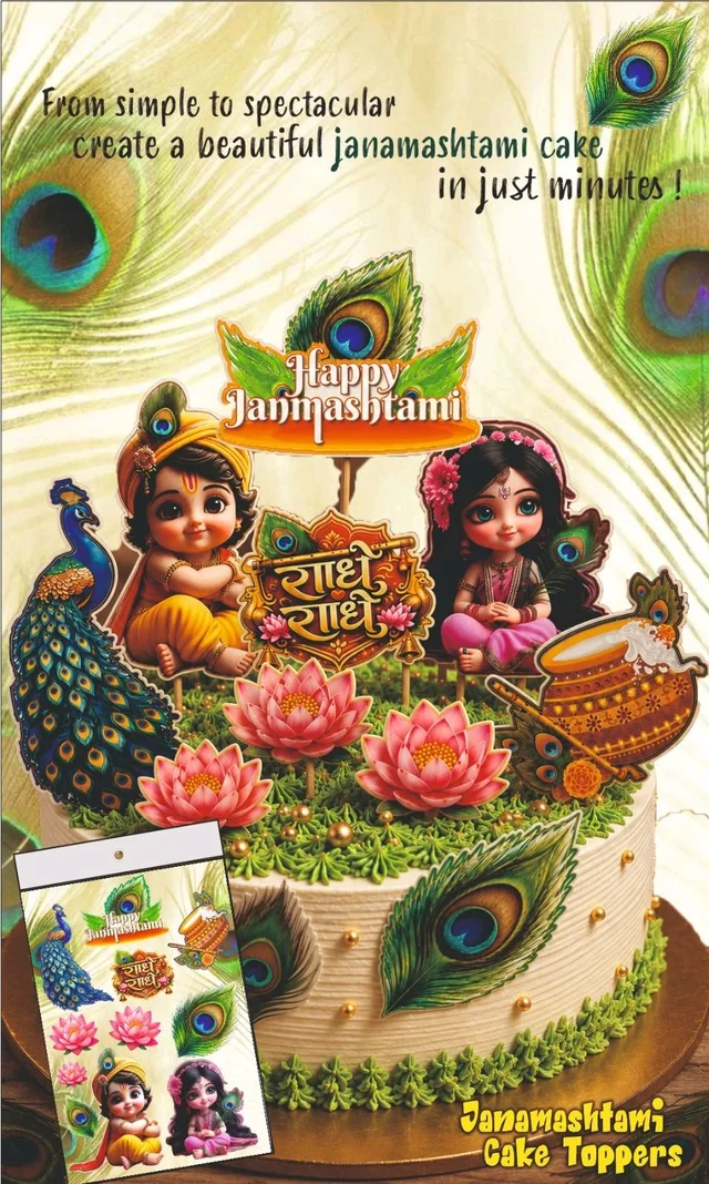 Cake Decorating Paper Theme Topper - Delight 24, Janmastami