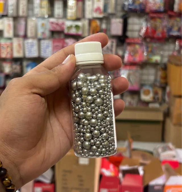 Mix Size Edible Sprinkle Balls - Approx 100g, Silver
