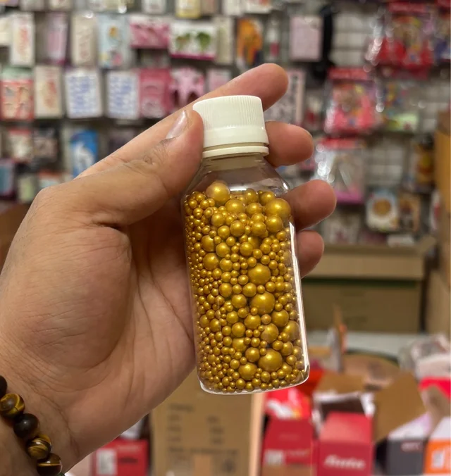 Mix Size Edible Sprinkle Balls - Approx 100g, Gold